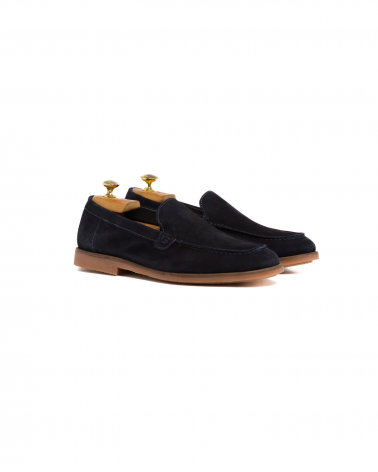 Mocassino Marechiaro liscio in camoscio blu
