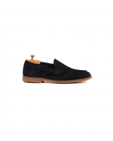 Mocassino Marechiaro liscio in camoscio blu
