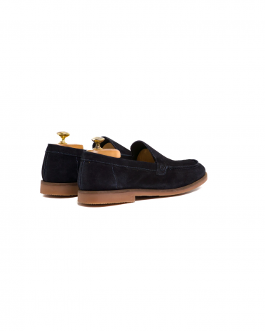 Mocassino Marechiaro liscio in camoscio blu