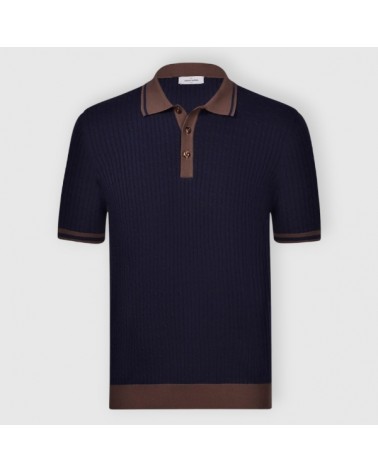 Polo in maglia a trecce blu Gran Sasso