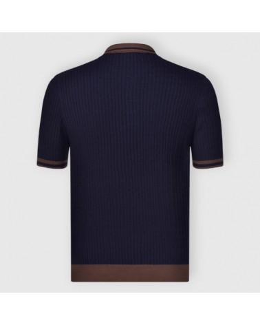Polo in maglia a trecce blu Gran Sasso