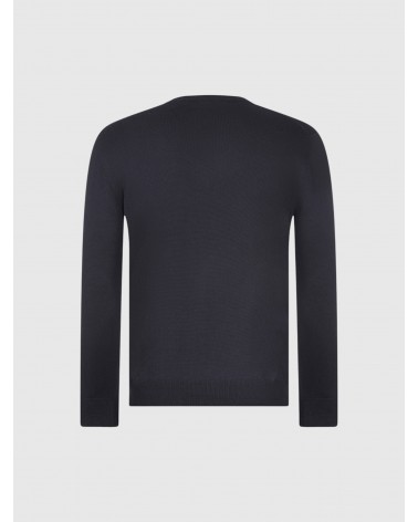 Maglia V lana merinos Gran Sasso blu